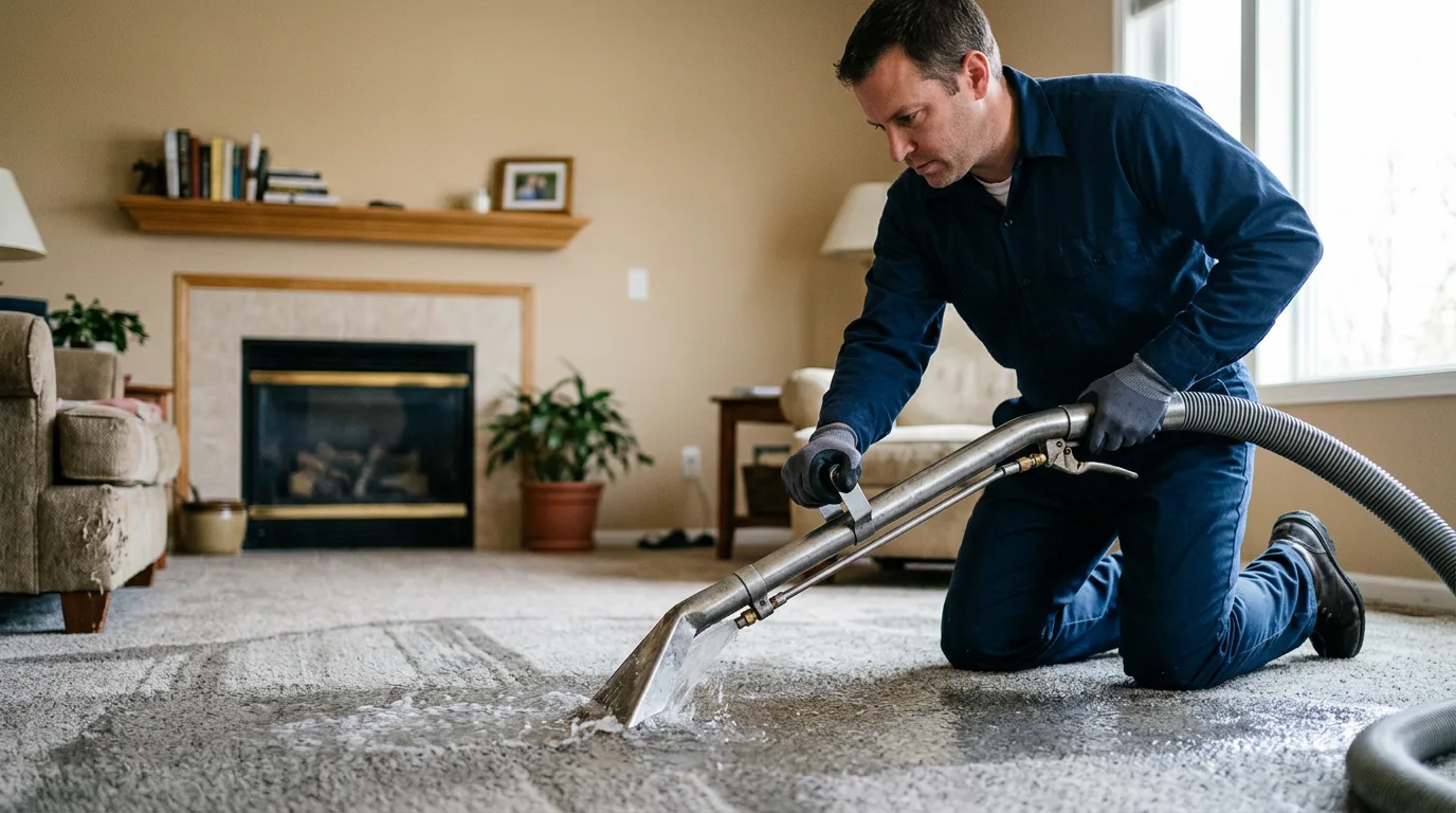 Water damage restoration technician working near Blockton, IA